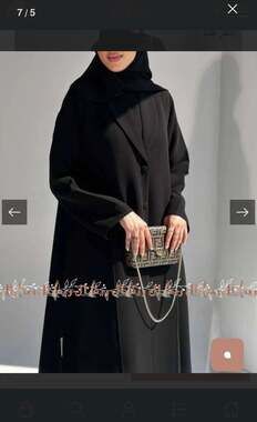 Mid Abaya 16 Elegant Long Black Button-Down Abaya with Matching Headscarf